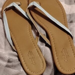 Charlotte Russe Tan and Light Blue Sandals